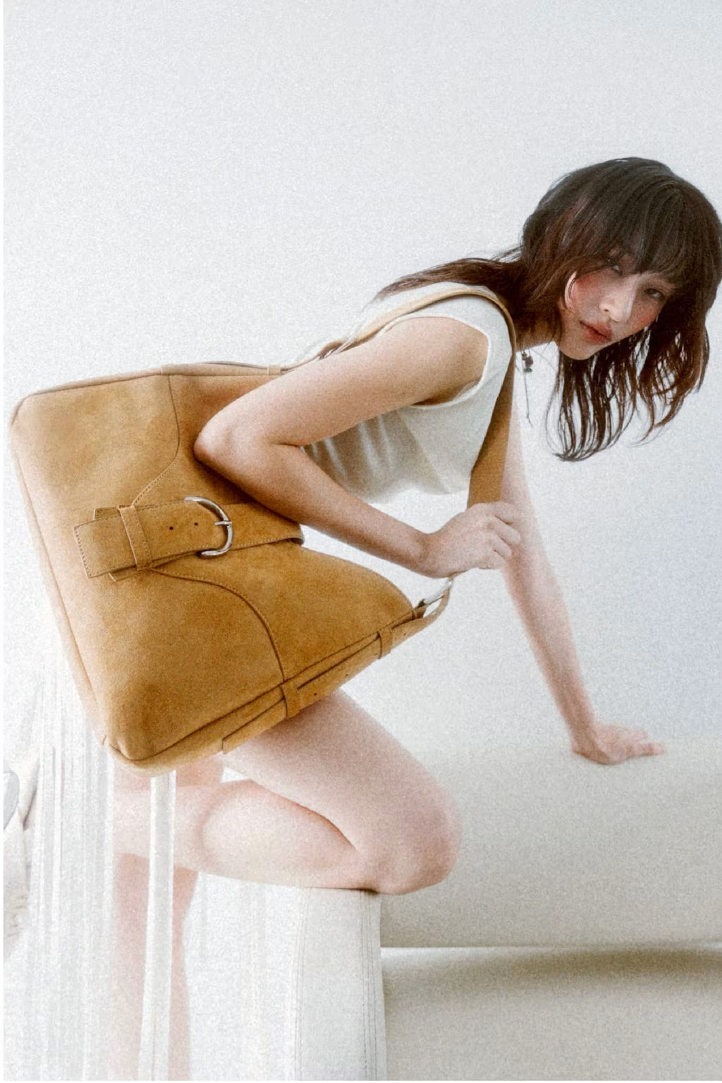YU HOBO TOTE BAG - CAMEL