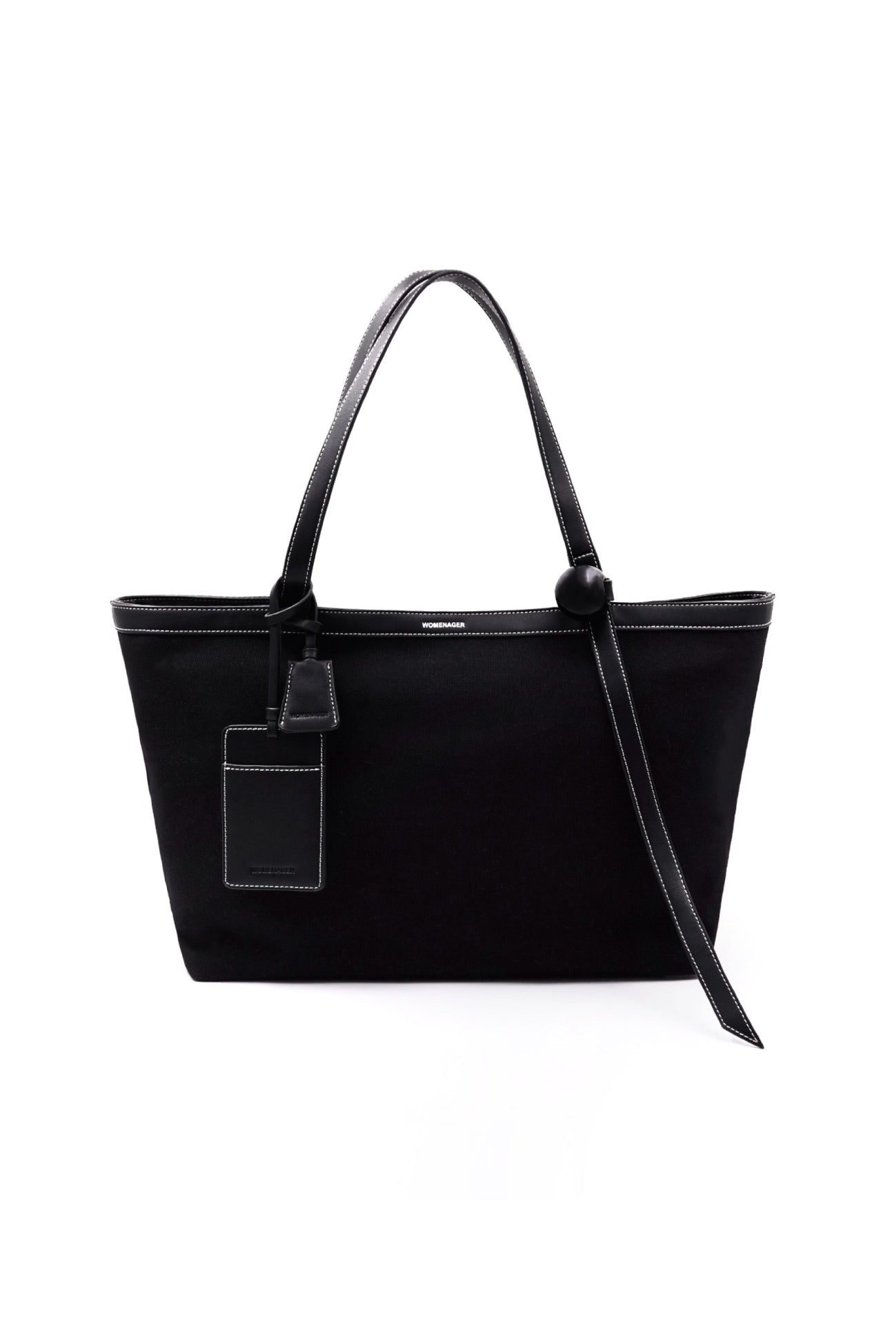 PIN UP TOTE - BLACK (WHITE STITCHING)
