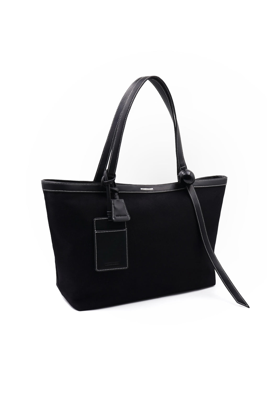 PIN UP TOTE - BLACK (WHITE STITCHING)