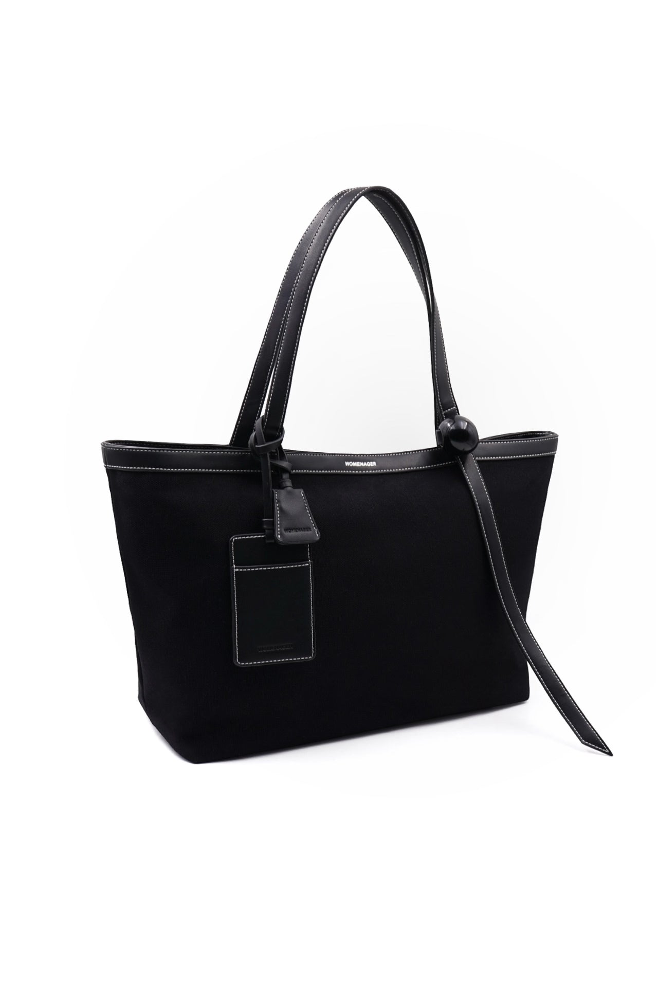 PIN UP TOTE - BLACK (WHITE STITCHING)