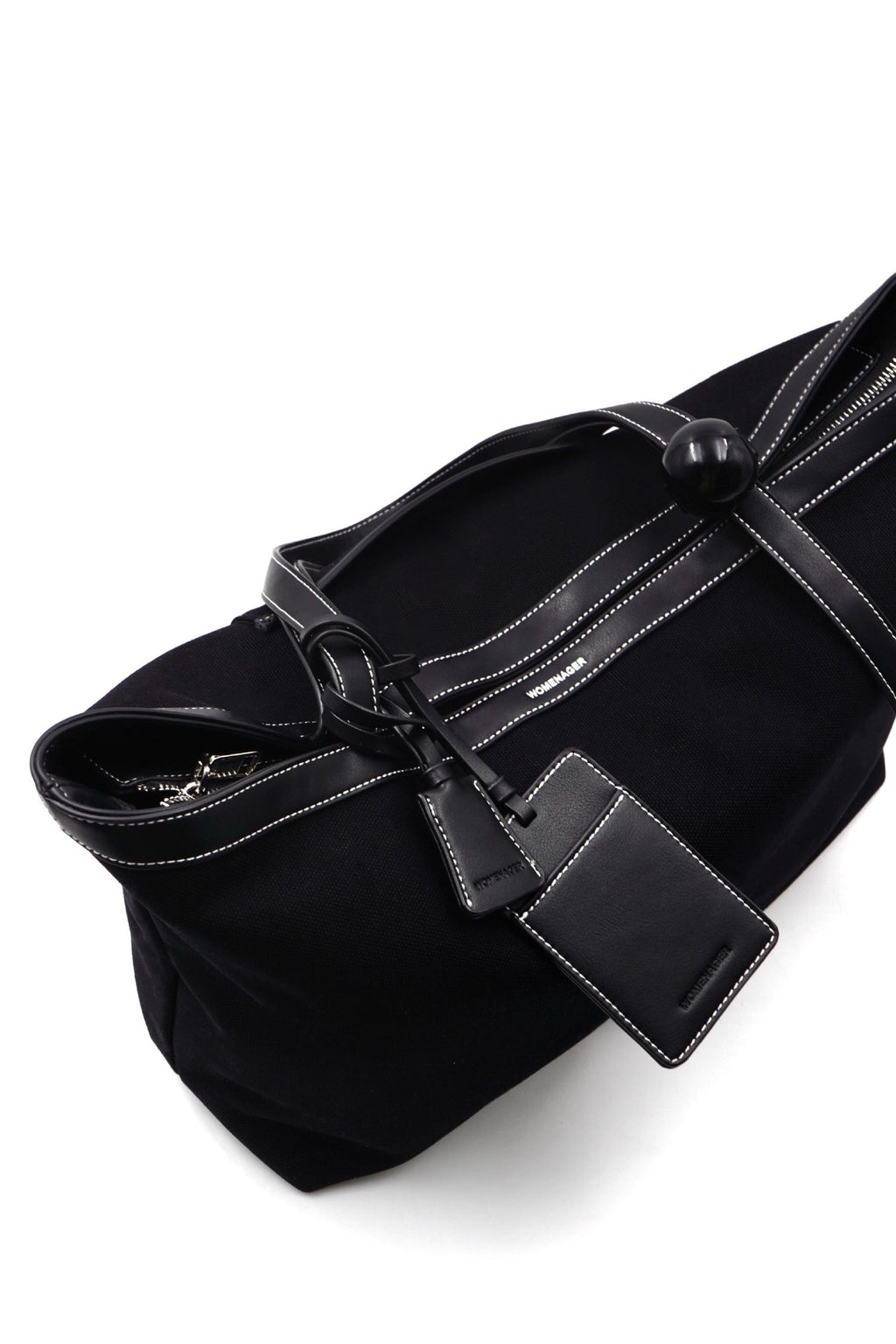 PIN UP TOTE - BLACK (WHITE STITCHING)